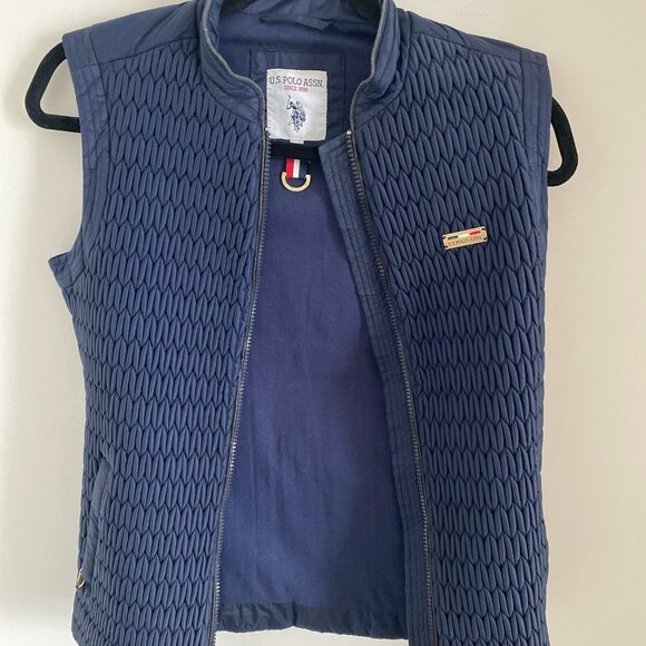 US POLO ASSN QUILTED OUTDOOR VEST TAILORED NAVY SIZE 36EU - Picture 8 of 8